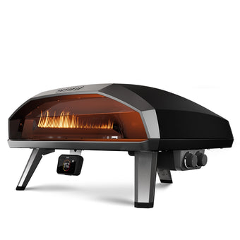 Ooni Koda 2 Max outdoor pizza oven with flame on
